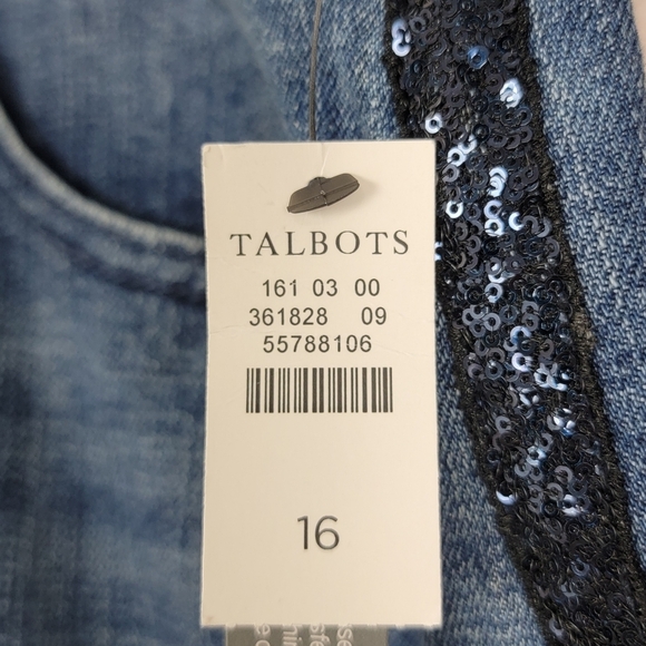 Talbots Women's High Waist Straight Leg Ankle Sequin Side Stripe Jean  Sz 16 NEW - Picture 15 of 16